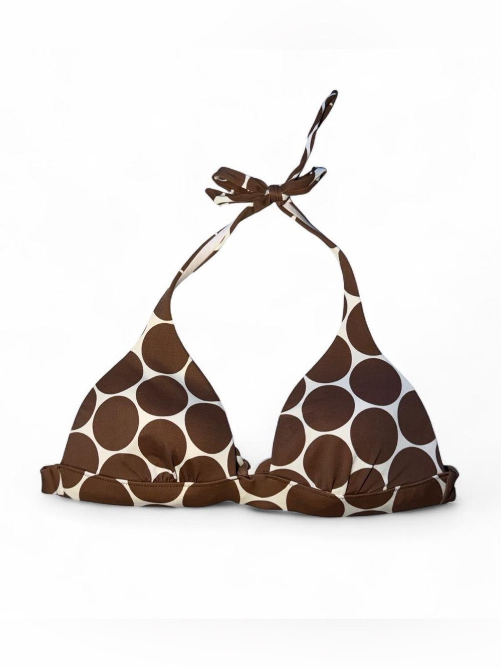 2008 y2K Victoria's Secret brown polka dot halter bikini top size medium🫧
